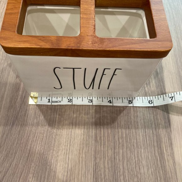 NWT VHTF Rae Dunn STUFF divided holder Wood - Picture 7 of 7